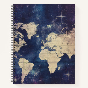 Vintage Purple Celestial World Map (7) Notebook
