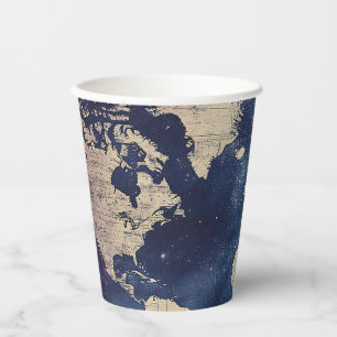 Vintage Purple Celestial World Map (7) Paper Cups