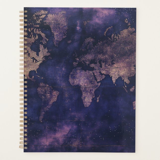 Vintage Purple Celestial World Map (9) Planner (Front)