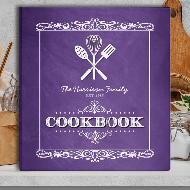 Vintage Purple Chalkboard Family Cookbook Binder (Creator Uploaded)