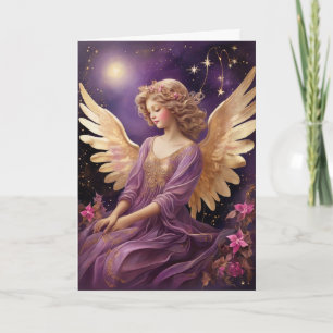 Vintage Purple Christmas Angel Custom Message Card