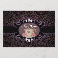 vintage purple damask floral teacup Tea Party