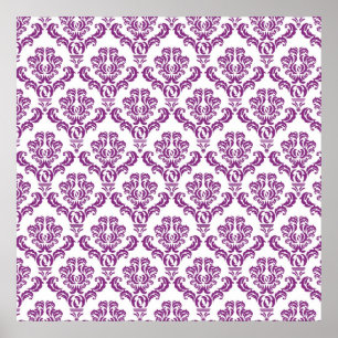 Vintage Purple Damask Pattern Poster