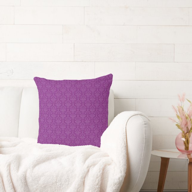 Vintage Purple Damask Pattern Throw Pillow (Couch)