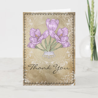 Vintage Purple Floral and Flourishes Greeting Card