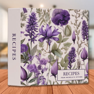 Vintage Purple Floral Lavender Recipe Cookbook Binder