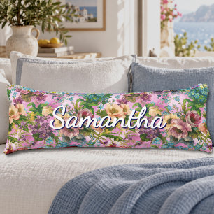 Vintage purple floral pink pattern body pillow