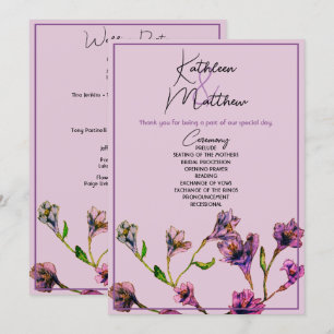 Vintage Purple Floral Watercolor Wedding Program
