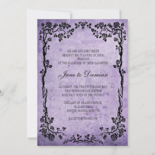 Vintage Purple Floral Wedding Invitation