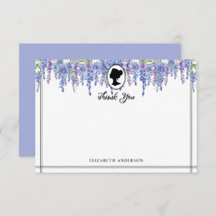Vintage Purple Florals Bridgerton Bridal Shower  Thank You Card