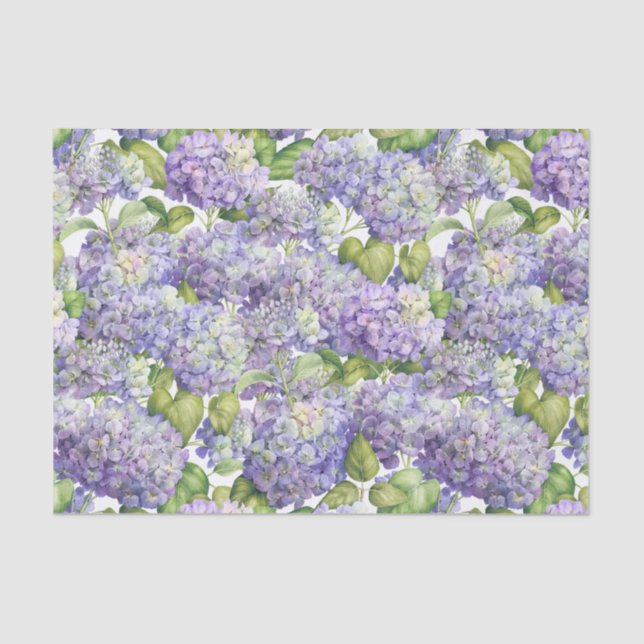 Vintage Purple Hydrangea Floral Pattern Tissue Paper (Front)