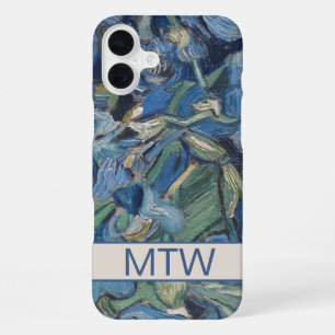 Vintage Purple Irises Flowers Floral Monogram iPhone 16 Plus Case