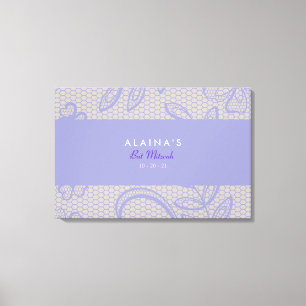 VINTAGE PURPLE LACE Bat Mitzvah Sign-In Board Canvas Print
