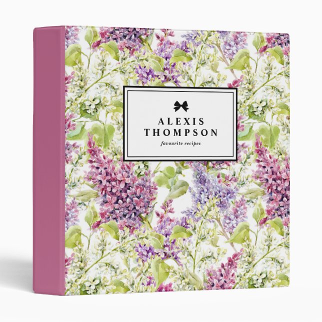 Vintage Purple Lilac and Greenery Pattern Binder (Front/Spine)