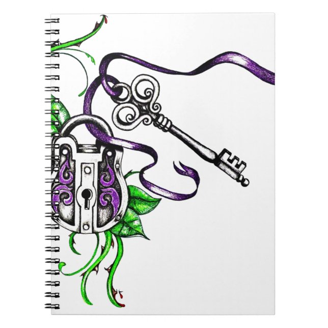 Vintage purple Lock and Key design Notebook (Front)