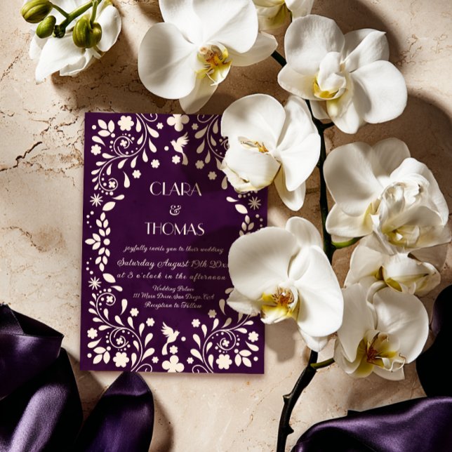 Vintage Purple Mexican Wedding Invitation (Créateur téléchargé)