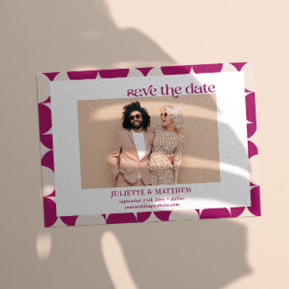 Vintage purple Mid Century modern photo  Announcement