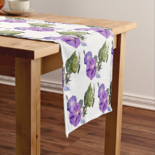 Vintage Purple Morning Glory Short Table Runner