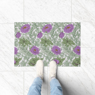 Vintage Purple Moss Green William Morris Floral Doormat