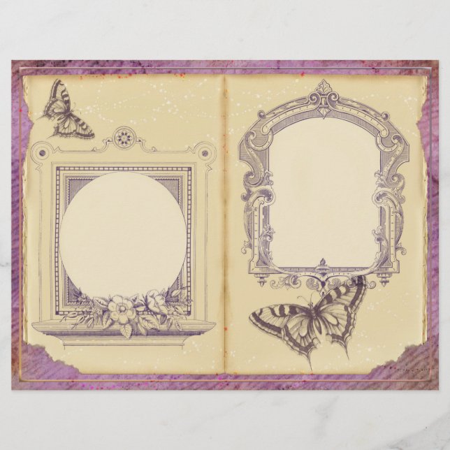 Vintage Purple Passion Floral Journal Page (Front)