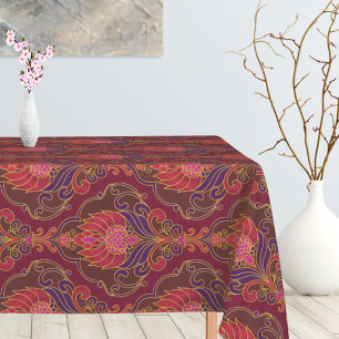 Vintage Purple, Pink and Gold Floral Pattern Tablecloth