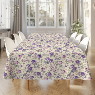 Vintage Purple Pink Floral Pattern  Tablecloth