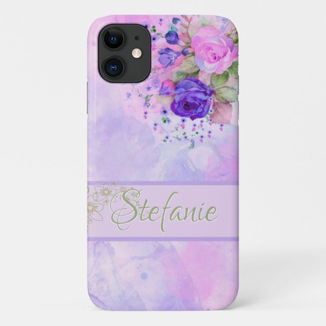 Vintage Purple & Pink Roses Case-Mate iPhone Case (Back)