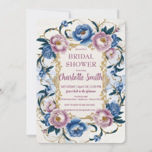 Vintage Purple  Rose Flower antique bridal shower Invitation