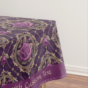 Vintage Purple Rose Gold Ornate Romantic Customize Tablecloth