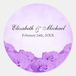 Vintage Purple Rose Wedding Favour Label