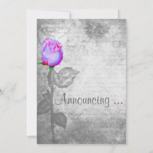 Vintage Purple Rosebud Wedding Invitation
