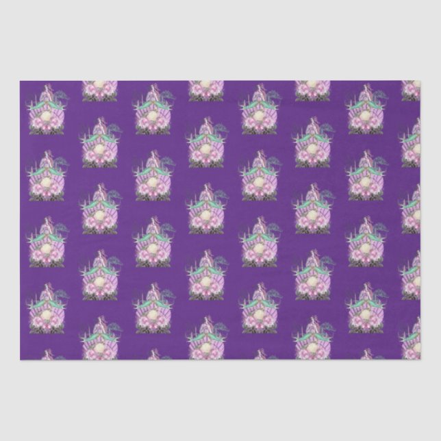 Vintage Purple Sea Witch Pattern  Tissue Paper (Front)