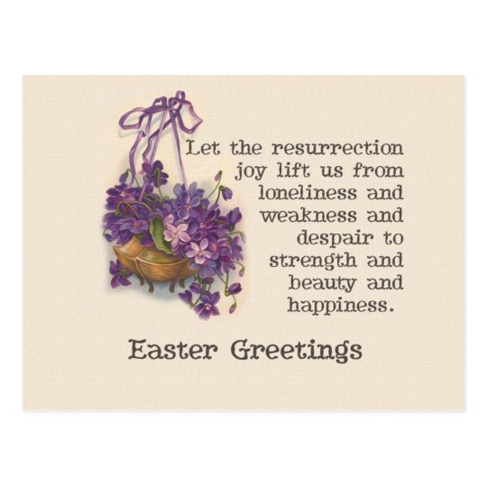 Vintage Purple Sweet Pea Basket Easter Post Card