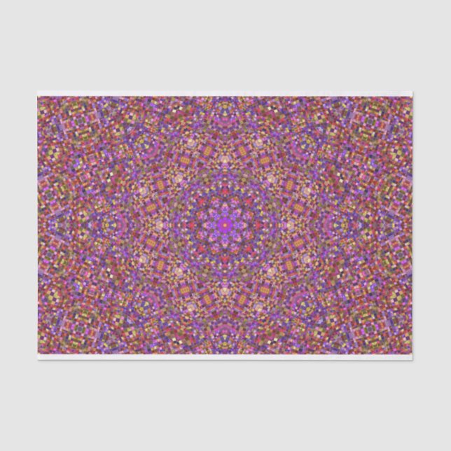 Vintage Purple Tile Pattern Kaleidoscope Tissue Paper (Front)