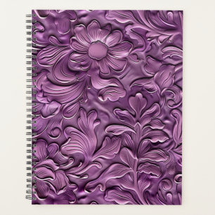 Vintage purple tooled leather  planner