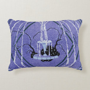 Vintage Purple Water Fountain Art Deco Pattern Accent Pillow