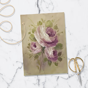 Vintage Purple White Roses Tissue Paper