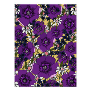 Vintage Purple Wildflowers Poster