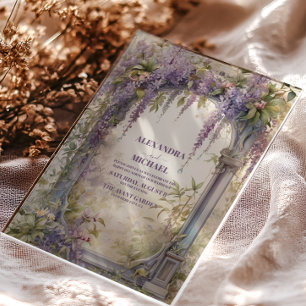 Vintage Purple Wisteria Art Nouveau Wedding Acrylic Invitations