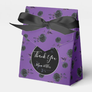 Vintage Purple with Black Rose Custom Wedding  Favor Box