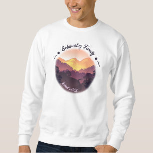 Vintage Purple Yellow Farmhouse Mountain Sunset Sweatshirt