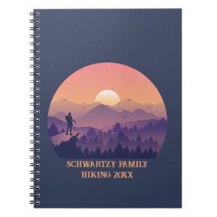 Vintage Purple Yellow Hike Mountain Sunset Notebook