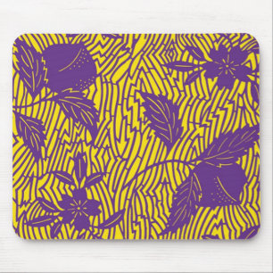 Vintage Purple & Yellow Textile Design Mouse Pad