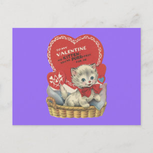 Vintage Purr-fect Kitten Valentine Holiday Postcard