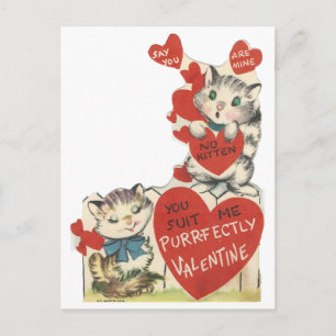 Vintage Purr-fectly Kittens Valentine Holiday Postcard
