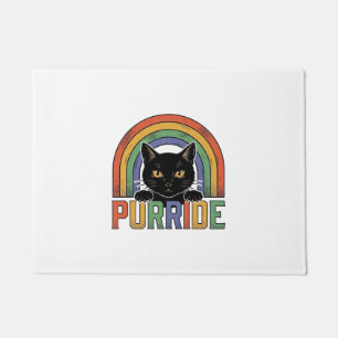 Vintage Purride Black Cat Rainbow Shirt Design_1 Doormat