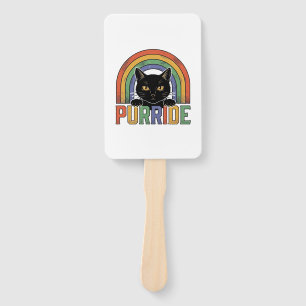 Vintage Purride Black Cat Rainbow Shirt Design_1 Hand Fan