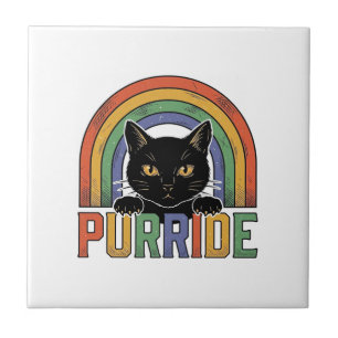 Vintage Purride Black Cat Rainbow Shirt Design_1 Tile
