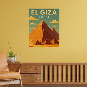 Vintage Pyramids of Giza – Retro Egypt Travel Poster