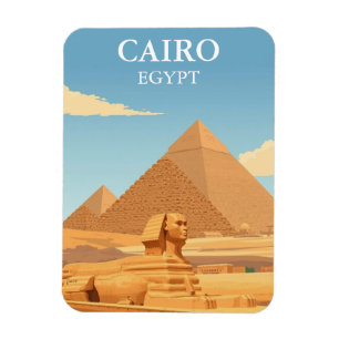 Vintage Pyramids & Sphinx Cairo Egypt Travel Magnet